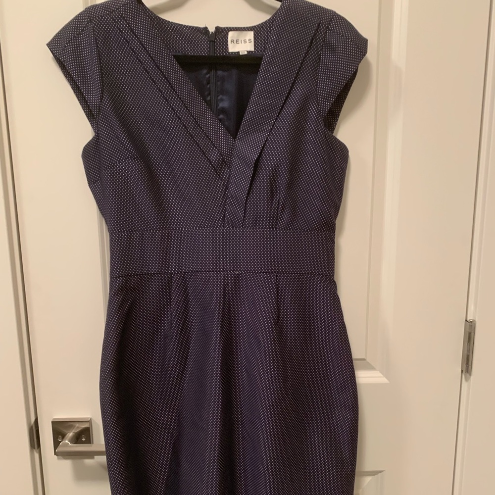 Reiss Navy Dress with Metallic Detailing